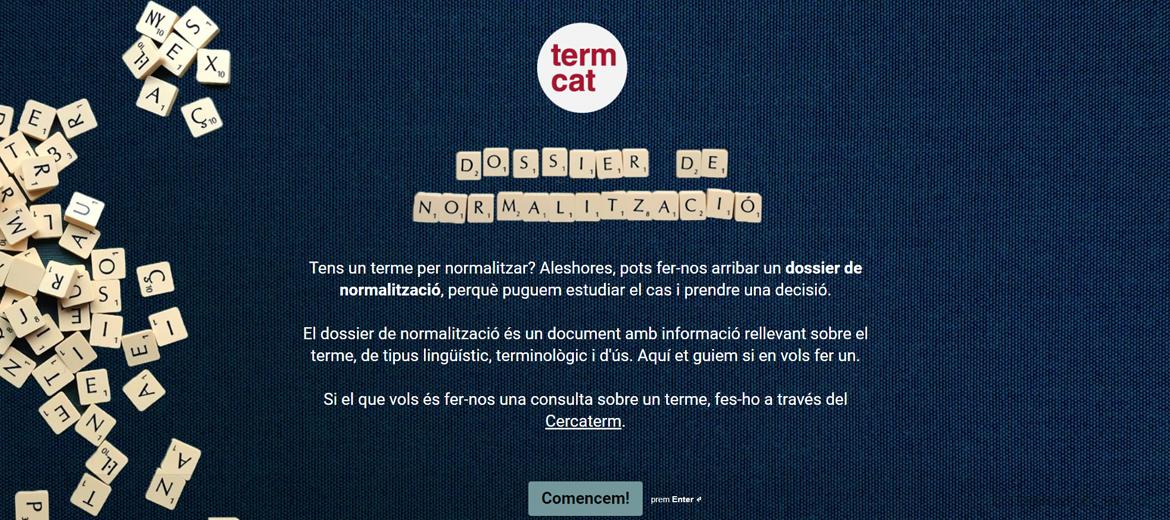 © TERMCAT (CC-BY 4.0) Formulari dossier de normalització