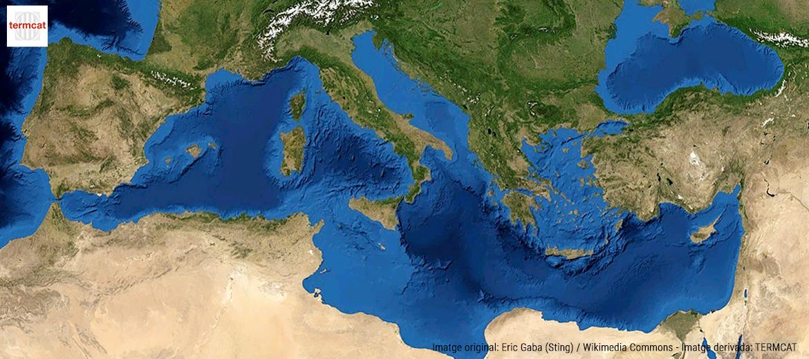 Mapa físic de l'àrea mediterrània